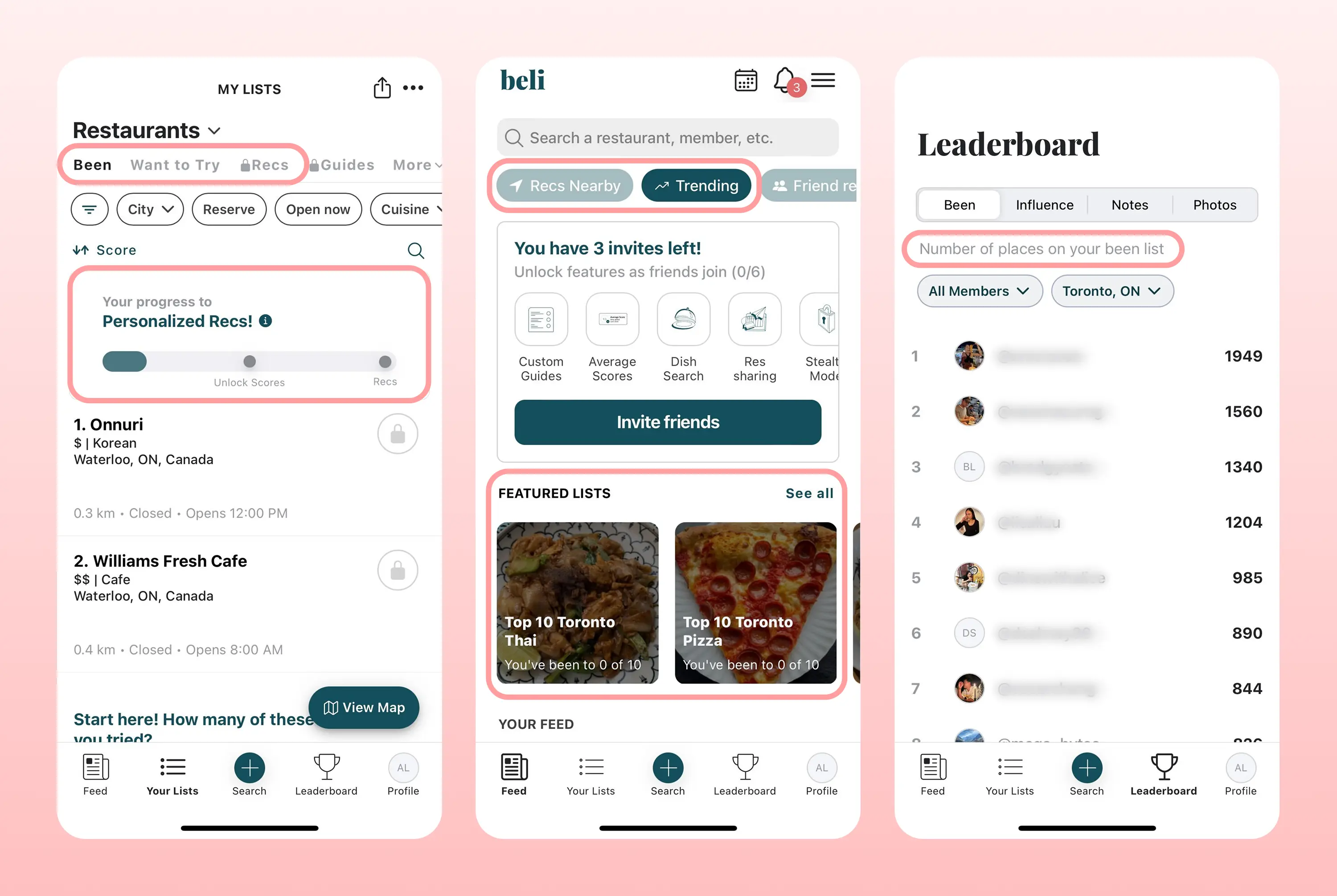Beli's UX Screenshots