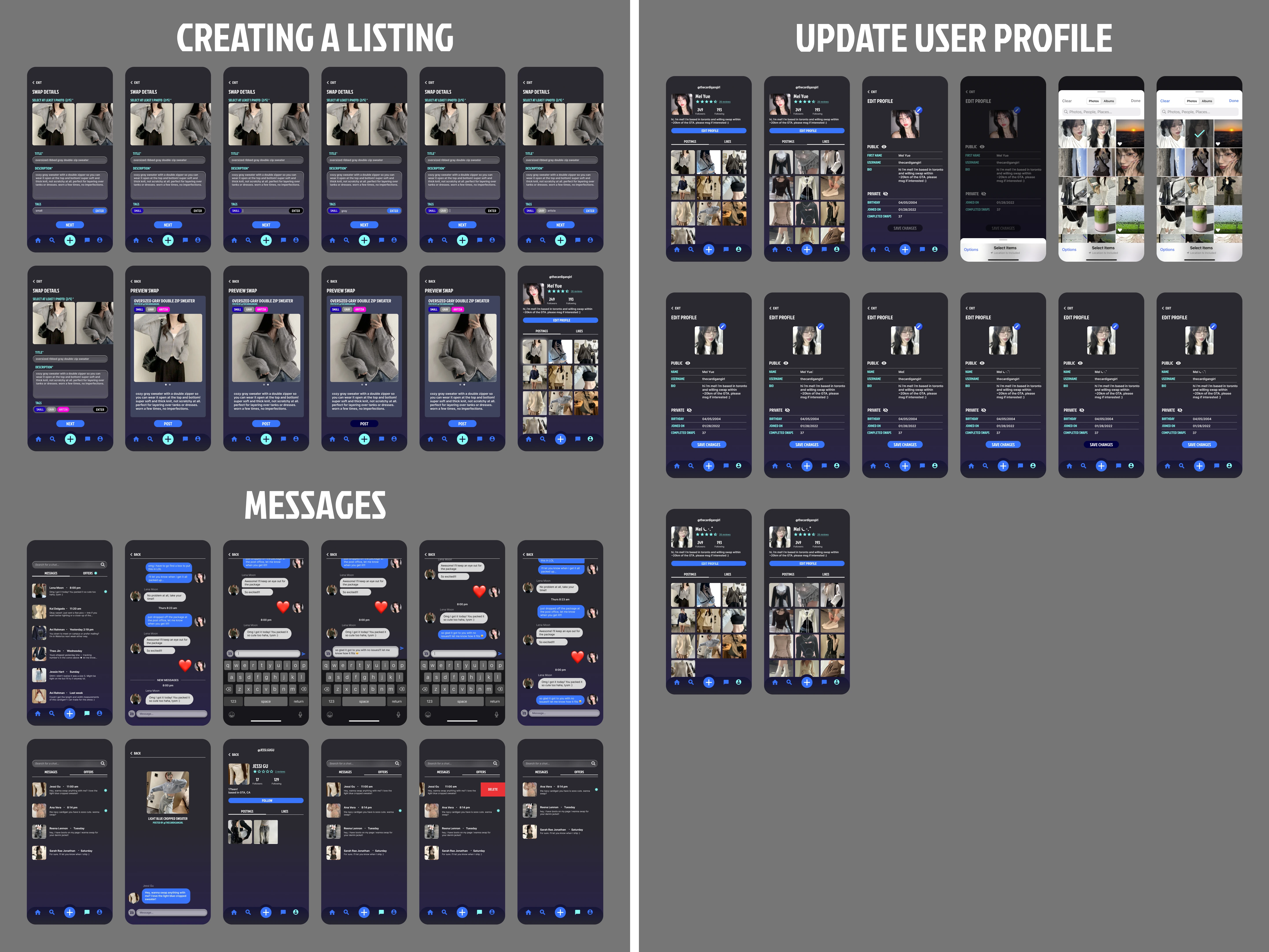 Updating User Profile Screens